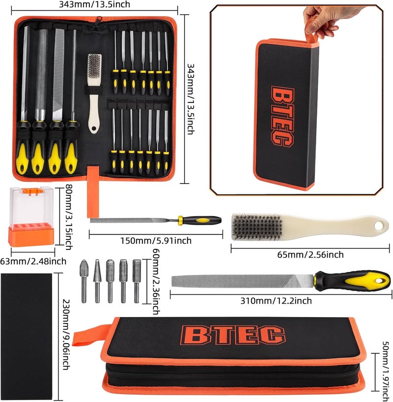 BTECH Metal File Set,46PCS Metal Files for Steel,4PCS Large File Woodworking Wood Files Set 14PCS Needle for Works Tools - Image 5